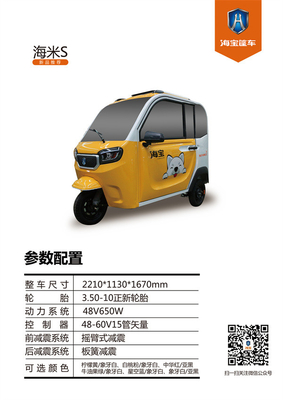 800W Enclosed Scooter Trike Road Legal Enclosed Electric Tricycle For Adults